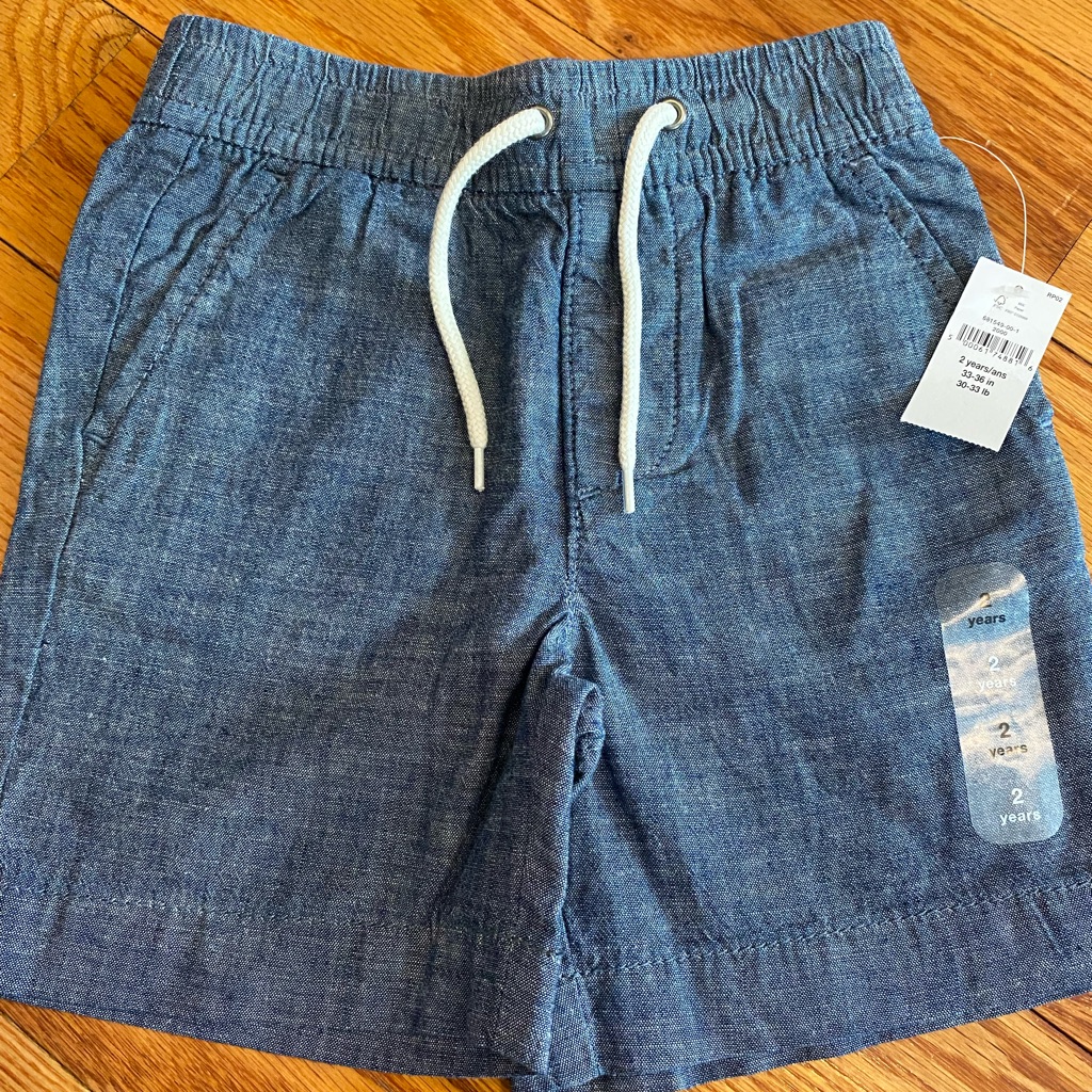 Chambray Drawstring Shorts